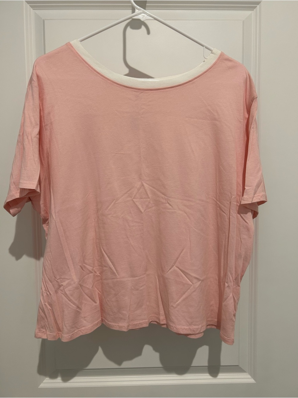 SO Light Pink Short Sleeve Tee with Cream Neck Trim